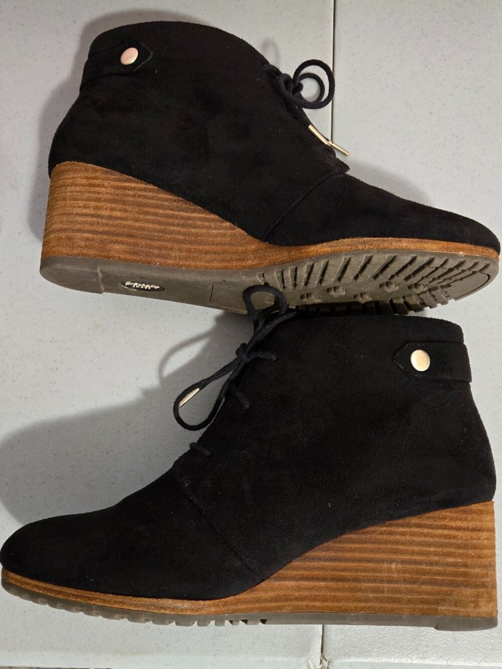 Dr Scholls Womens 9.5 M Black Dakota Wedge Ankle Booties Whimsigoth Autumnal